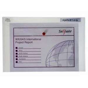 image of Snopake Polyfile Classic Foolscap Polypropylene Wallet File Clear 1 x Pack of 5 Wallets