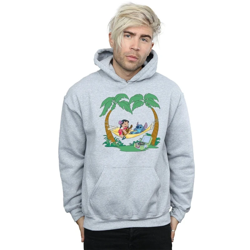 Image of Disney Men Lilo And Stitch Play Some Music Hoodie in Grey Size: large Grey L Male 5059114264773