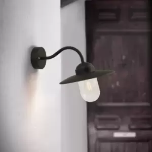Image of Luxembourg Outdoor Patio Terrace Metal Wall Light in Black (Diam) 26cm