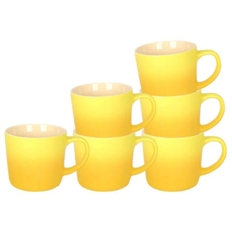 Image of Argon Tableware New Bone China Ombre Mugs - 330Ml - Yellow - Pack Of 6