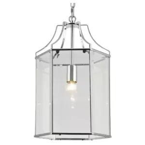 Image of Pendant lamp lantern Payton Chrome polished 1 bulb 65cm
