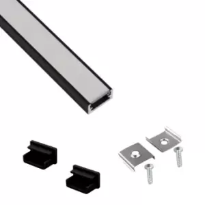 image of Moderix Aluminium Surface Profile 2m for LED Light Strip with Opal Cover - Black