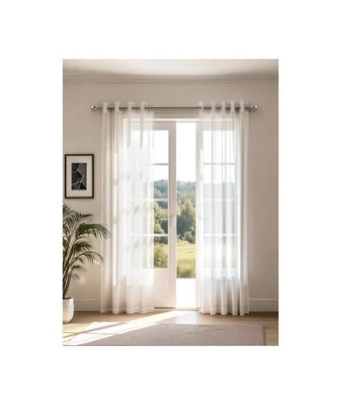 Image of New Edge Blinds Sheer Eyelet Voile Curtains in White Size: 140cm width x 229cm drop White Unisex 140cm width x 229cm drop