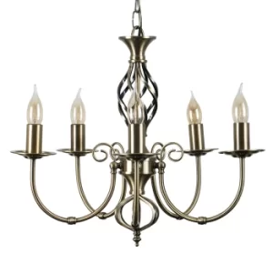 Image of Memphis Twist Antique Brass 5 Way Chandelier