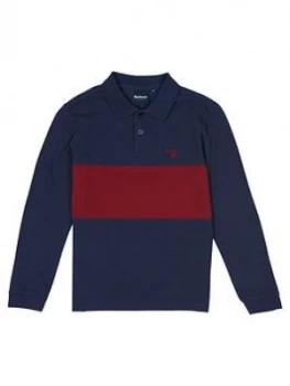 Barbour Boys Long Sleeve Colour Block Polo - Navy, Size 8-9 Years