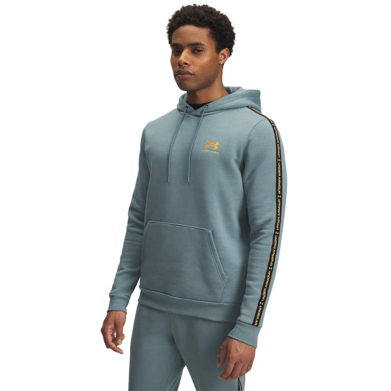 Image of Under Armour Mens Icon Fleece Taping Hoodie Jasper Blue male M