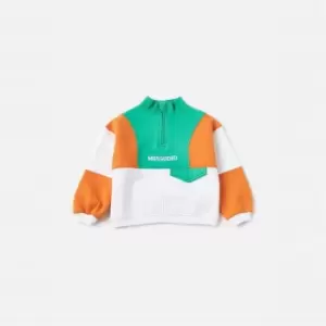 Missguided Colourblock quarter Zip Crew - Orange