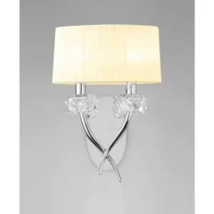 Image of Loewe Wall Light 2 E14 Bulbs, Polished Chrome with Cream Shade