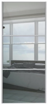 Image of Sliding Wardrobe Door W762mm 3 Panel Silver Frame Mirror