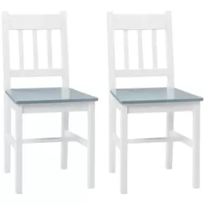 Image of HOMCOM Dining Chairs Set of 2, Kitchen Chair with Slat Back, Pine Wood Structure for Living Room and Dining Room, White