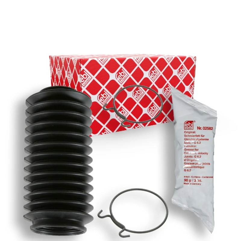 Image of FEBI BILSTEIN 02761 Bellow, steering Rubber, with grease, Front Axle Right Rubber Bellow,steering (195)