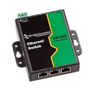 image of Brainboxes Sw-005 Switch, N/w, 5Port, 100Mbps, Din Rail