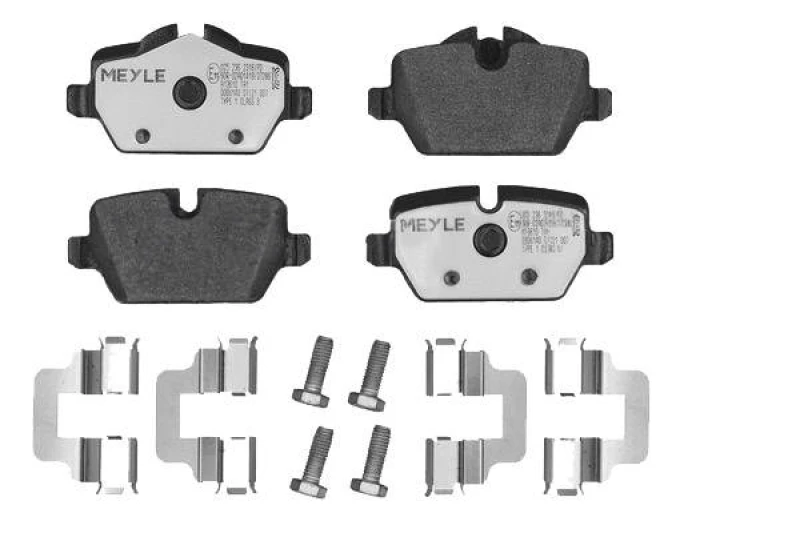 Image of MEYLE 025 236 2316/PD Brake pad set Rear Axle, prepared for wear warning indicator, with accessories, MEYLE-PD Quality, with brake caliper screws Bra
