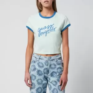 Image of Guess Originals Womens Go Ss Cropped Ringer T-Shirt - Soft Jade - M