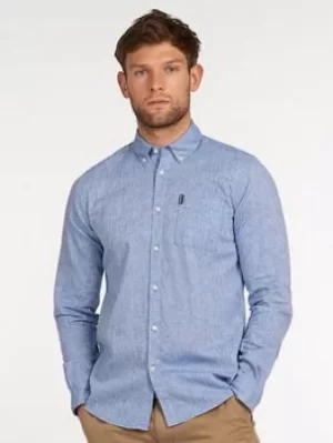 Image of Barbour Linen Mix Shirt, Blue, Size 2XL, Men