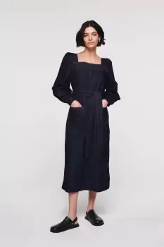 Image of Hamden Square Neck Dress, Indigo / UK 10