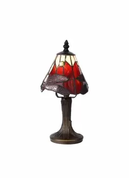 image of Tiffany Table Lamp, 1 x E14, Black, Gold, Purple, Pink, Crystal Shade