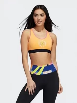 Image of adidas Love Unites Believe This 2.0 Graphic Bra, Orange Size M Women