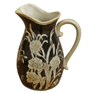 Image of Ceramic Embossed Jug Style Vase, Regal Design