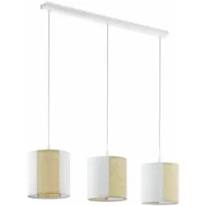 Image of Hanging Ceiling Pendant Light White Seagrass 3x 40W E27 Hallway Feature Lamp