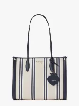 Image of Market Striped Canvas Medium Tote - Blue - One Size