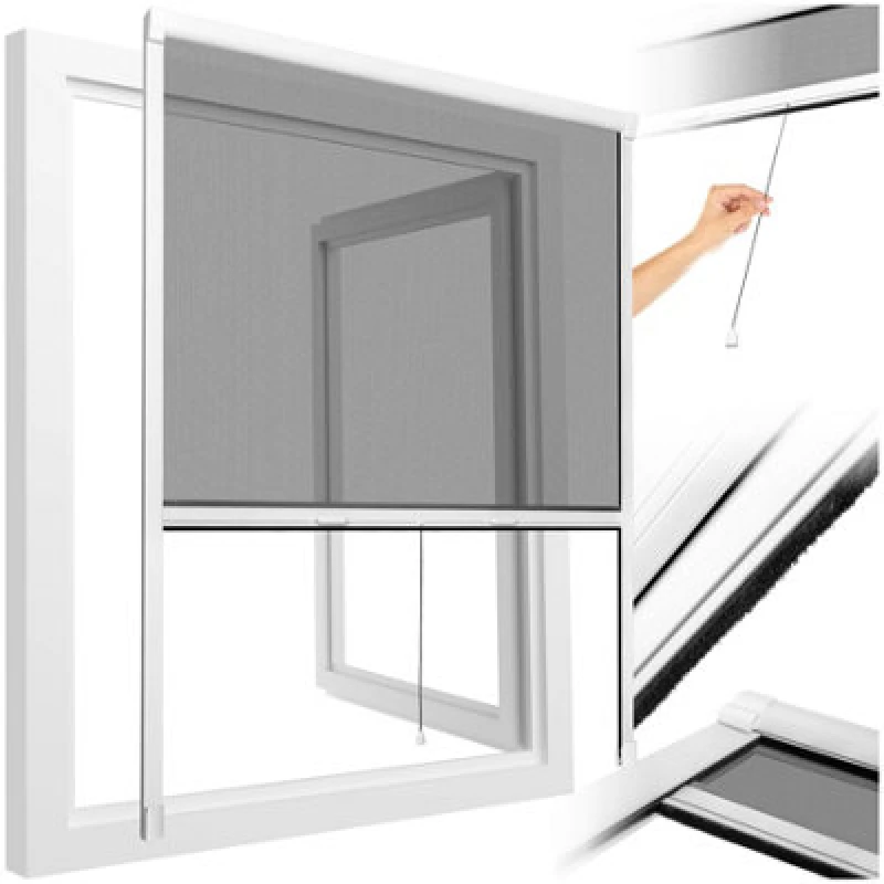 Image of Tectake Fly Screen Roller Blind 90 X 160 Cm - White