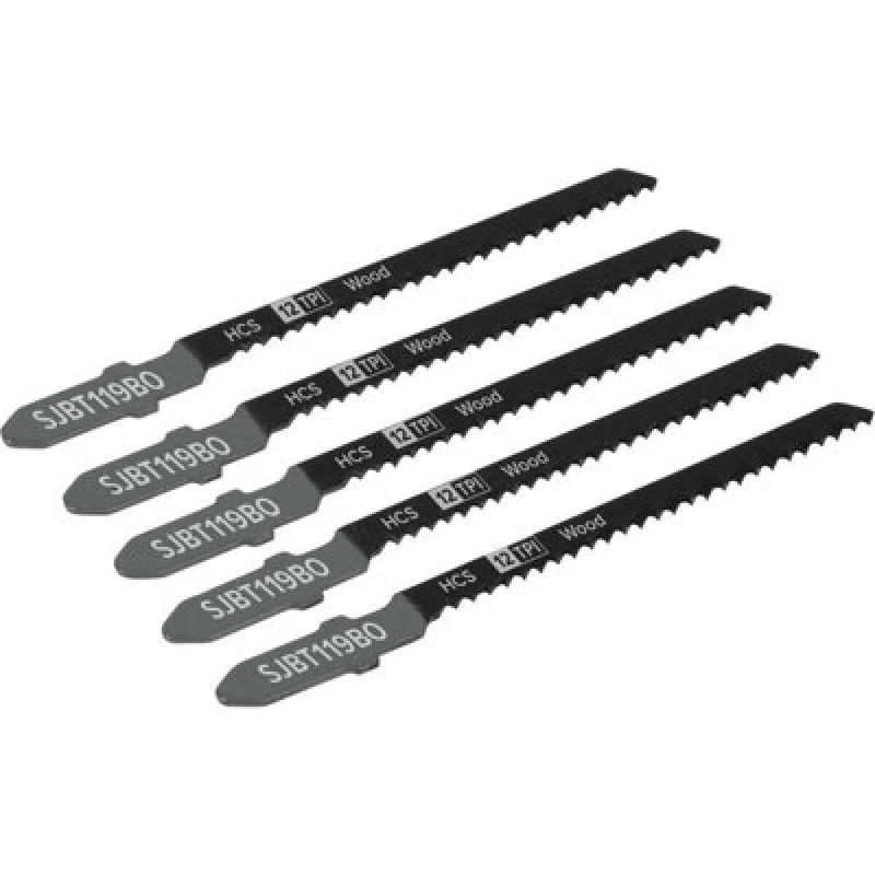 Image of Loops 5 PACK - 75mm WOOD Jigsaw Blade Set - 12 TPI - FLEXIBLE Side Set Precision Cut Multi