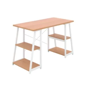 image of Soho Desk with Angled Shelves Beech/White Leg KF90789