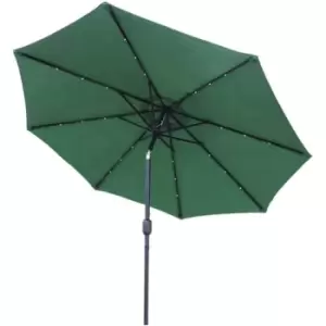 image of Glamhaus Garden Tilting Table Parasol For Outdoors With Solar Lights - Green