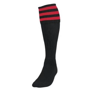 Image of Precision 3 Stripe Football Socks Black/Red - UK Size 3-6