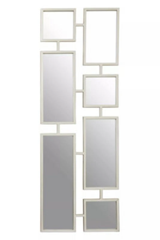 Image of Orsina Silver Multi Frame Wall Mirror, Contemporary Panel Decorative Mirror With Silver Iron Frame, Accent Mirror
