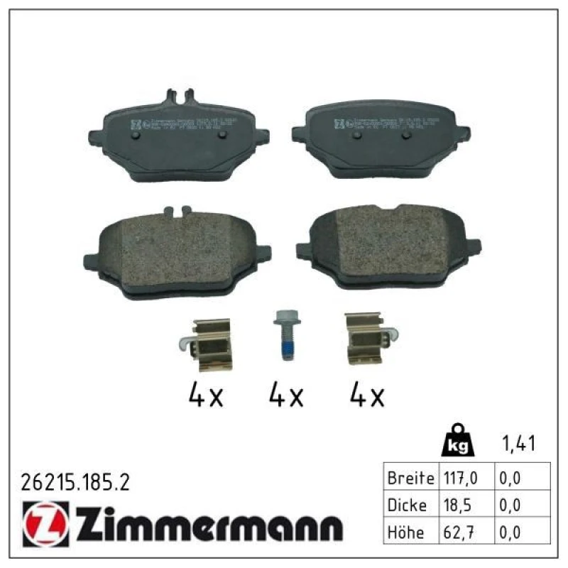 Image of ZIMMERMANN Brake pad set ZIMMERMANN 26215.185.2