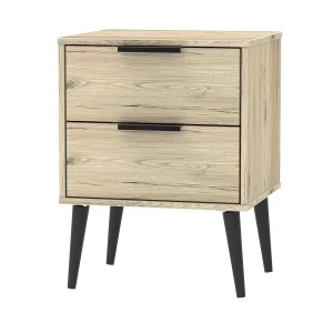Image of Hirato 2 Drawer Rustic Oak Locker With Black Wooden Legs