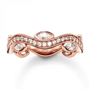 image of THOMAS SABO Rose Gold Plated Cubic Zirconia Wave Elipse Ring...