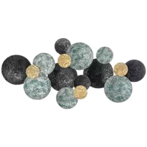 Image of HOMCOM 3D Metal Wall Art Modern Circle Hanging Wall Sculptures Home Decor for Living Room Bedroom Dining Room, Blue Black Gold