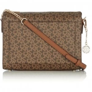 Image of DKNY Coated logo medium box cross body bag - Brown