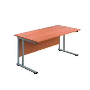 Image of Jemini Rectangular Cantilever Desk 1200x600x730mm Beech/Silver KF806202
