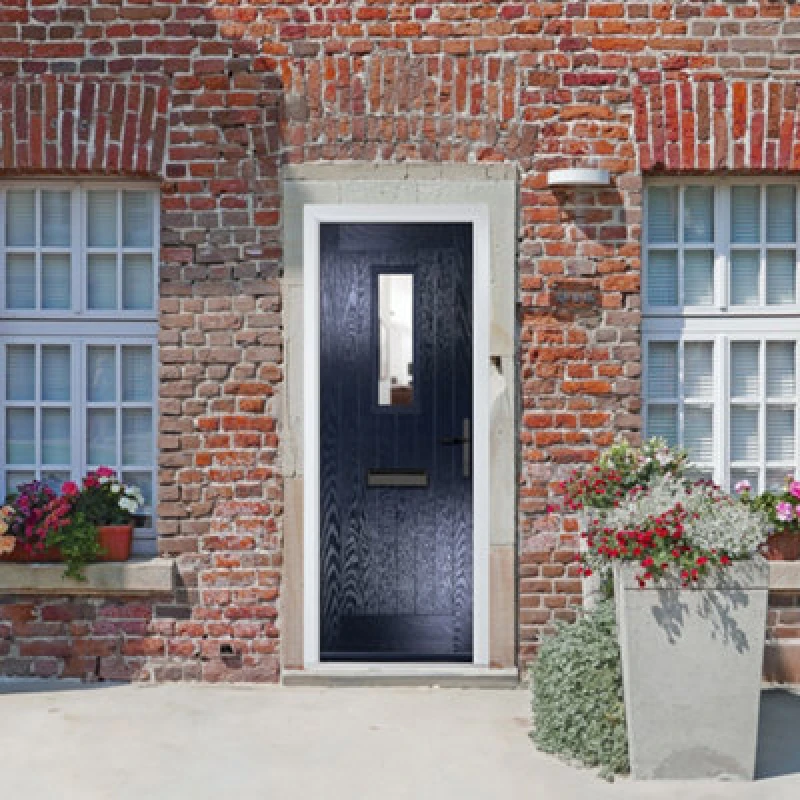 Image of Lacerta Composite Door Sunningdale Blue 890mm X 2090mm Open In Left Hand Clear Glass 10 Year Guarantee - Free Delivery & Smart Lock
