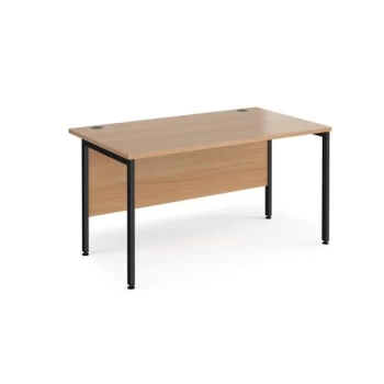 image of Office Desk 1400mm Rectangular Desk With H-Frame Leg Beech Tops With Black Frames 800mm Depth Maestro 25