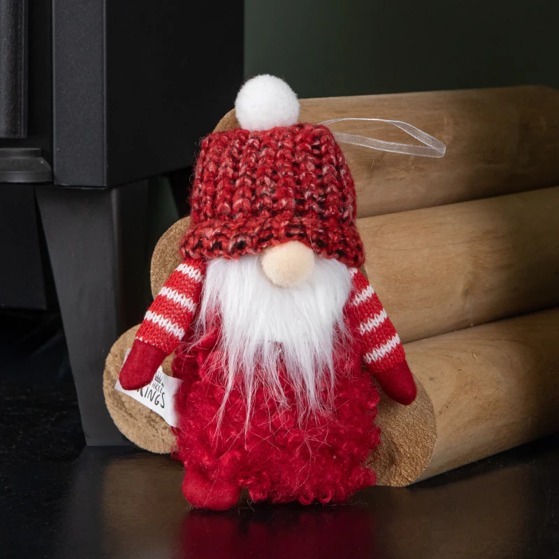 Image of 16cm Red Gonk with Bobble Hat Hanging Christmas Pendant Decoration