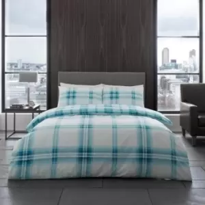 Image of Bardsley Check Duvet Set - Teal - Double - TJ Hughes