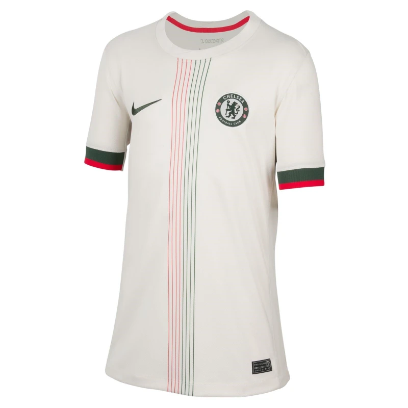 Image of Nike Chelsea Away Shirt 2025 2026 Juniors White/Red male 7-8 (S)