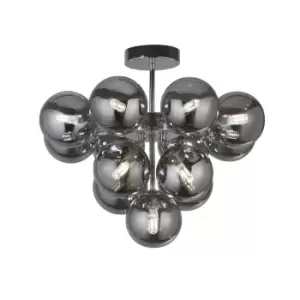Image of Berry 13 Light Ceiling Light, Chrome, Smoked Glass
