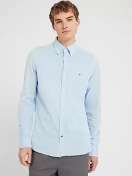 Image of Tommy Hilfiger 1985 Knitted Slim Fit Shirt - Blue, Size L, Men