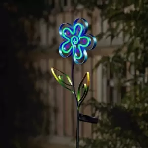 image of 90cm Solar Power Neon Style Bloom Retro Flower LED Stake Light Outdoor Garden Pathway