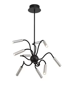 image of Sputnik Ceiling Pendant, 9 Light Adjustable Arms, 9 x 4W LED Dimmable, 3000K, 2250lm, Black, Aluminium