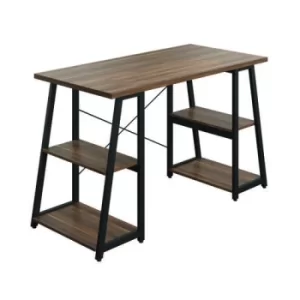 image of Soho Desk with Angled Shelves 1300x600x770mm Dark Walnut/Black KF90957