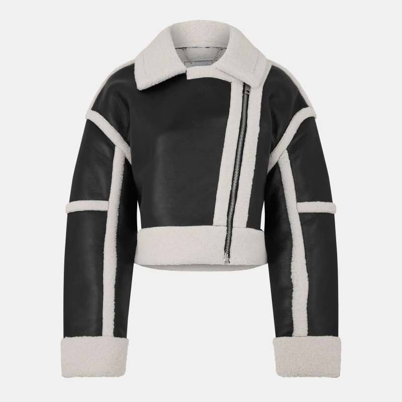 Image of Jack Wills Womens Borg Aviator Jacket Black female 8 (XS)