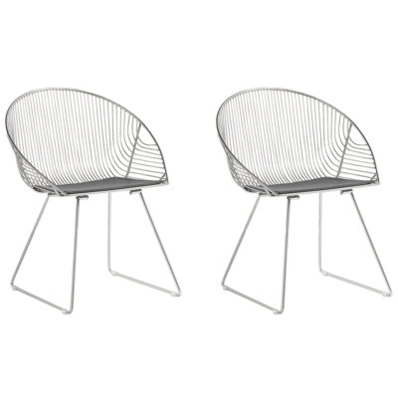 Image of Beliani Set Of 2 Dining Chairs Aurora Metal Silver