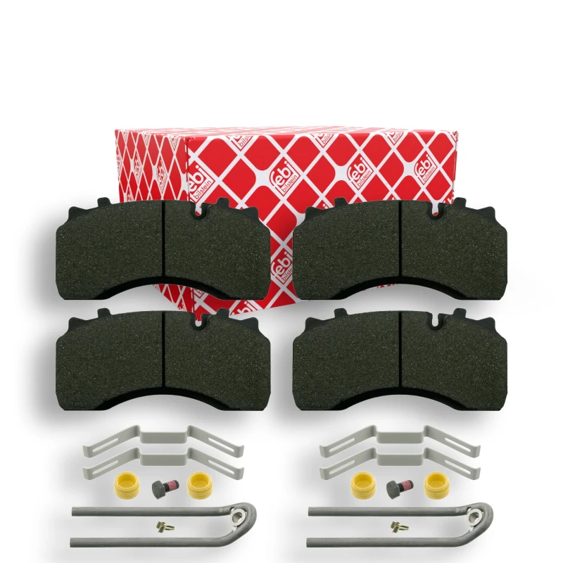 Image of FEBI BILSTEIN 16610 Brake pad set Front Axle, excl. wear warning contact, with fastening material Brake Pad Set,disc brake (402)